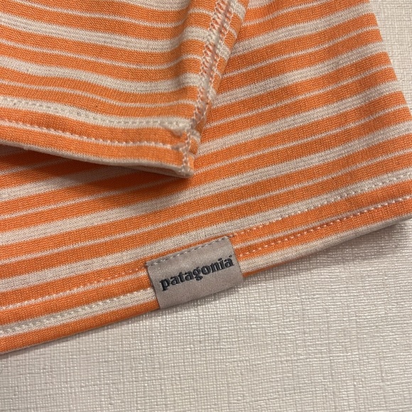 33. Patagonia Orange & White Stripe 3/4 Zip - Picture 2 of 5